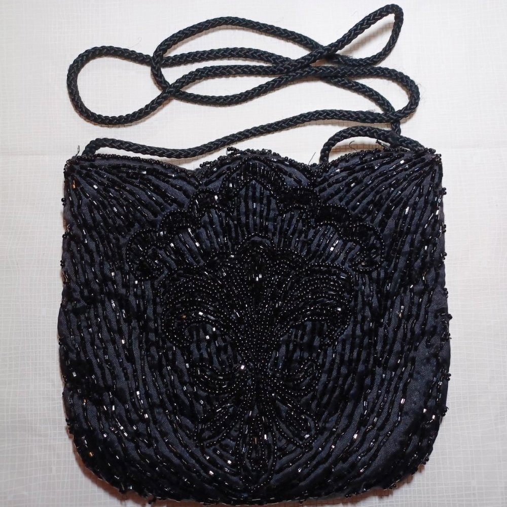 La Regale Black Beaded Purse